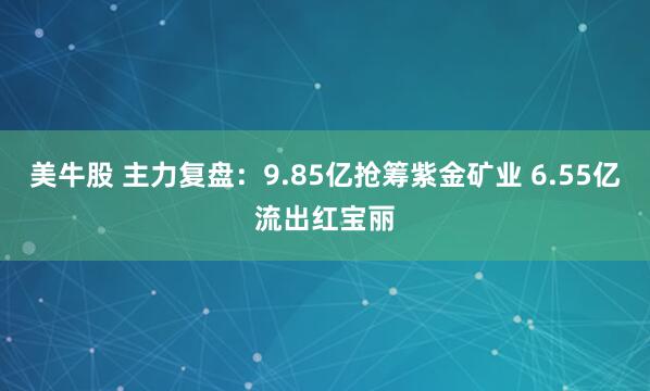 美牛股 主力复盘：9.85亿抢筹紫金矿业 6.55亿流出红宝丽